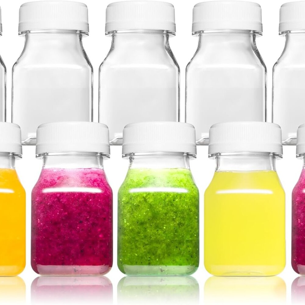 9pcs 2oz Small Plastic Bottles for Liquids - Ginger Shot with Caps, Wellness Ju